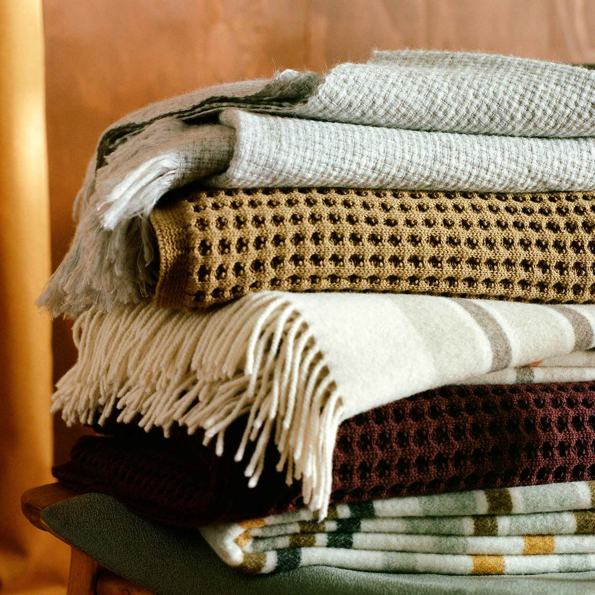 Chunky Waffle Knit Throw Blanket